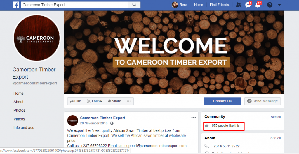 Facebook Page of CameroonTimberExport