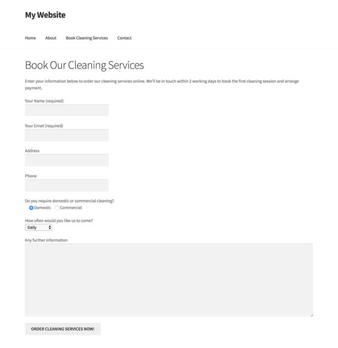 WP Service Booking Form