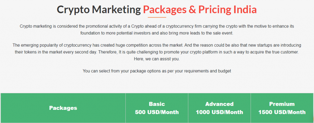 Crypto Marketing Service Packages
