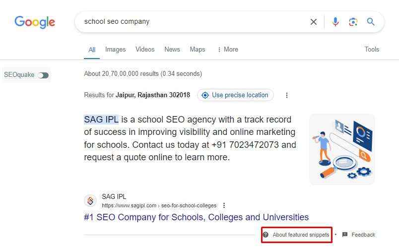 Example of Featured Snippets